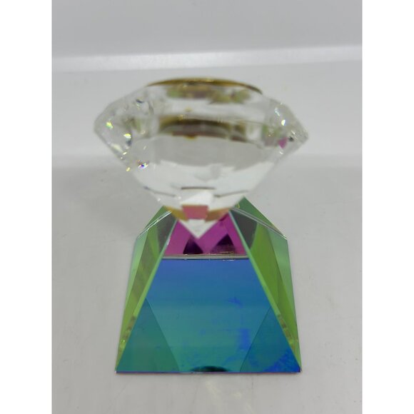 VTG Crystal Clear Rainbow Prism 3.25"x2" Desk Clock Table Watch Display Colorful - Picture 5 of 9